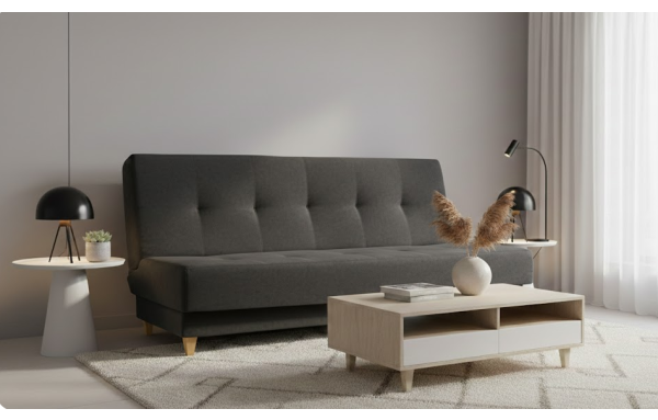 WERSALKA soro 97 EDI ciemnoszara kanapa ROZKŁADANA sprężyny drewniane nóżki